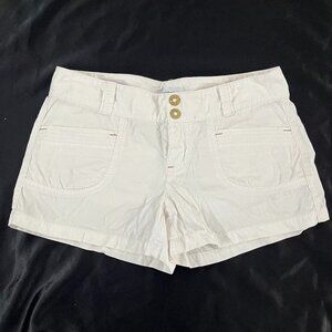 Express white Mini Shorts Low Rise Embroidered gold lion women's 2